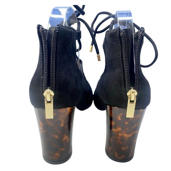 CLOUD WALKERS by Avenue Women Heels Size 10w Black Vesey Tie 3.5" Career Office - Picture 4 of 15